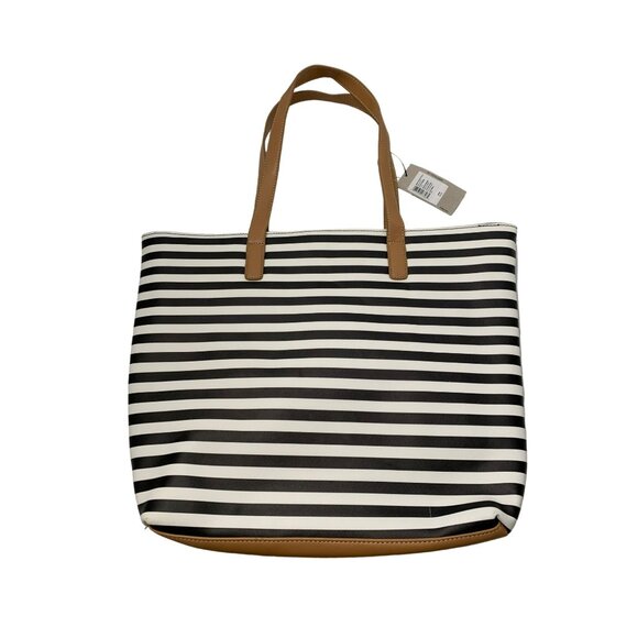 Kenneth Cole Reaction Stripe Tote Bag Black/White PVC Spacious Interior NWT - Picture 2 of 8